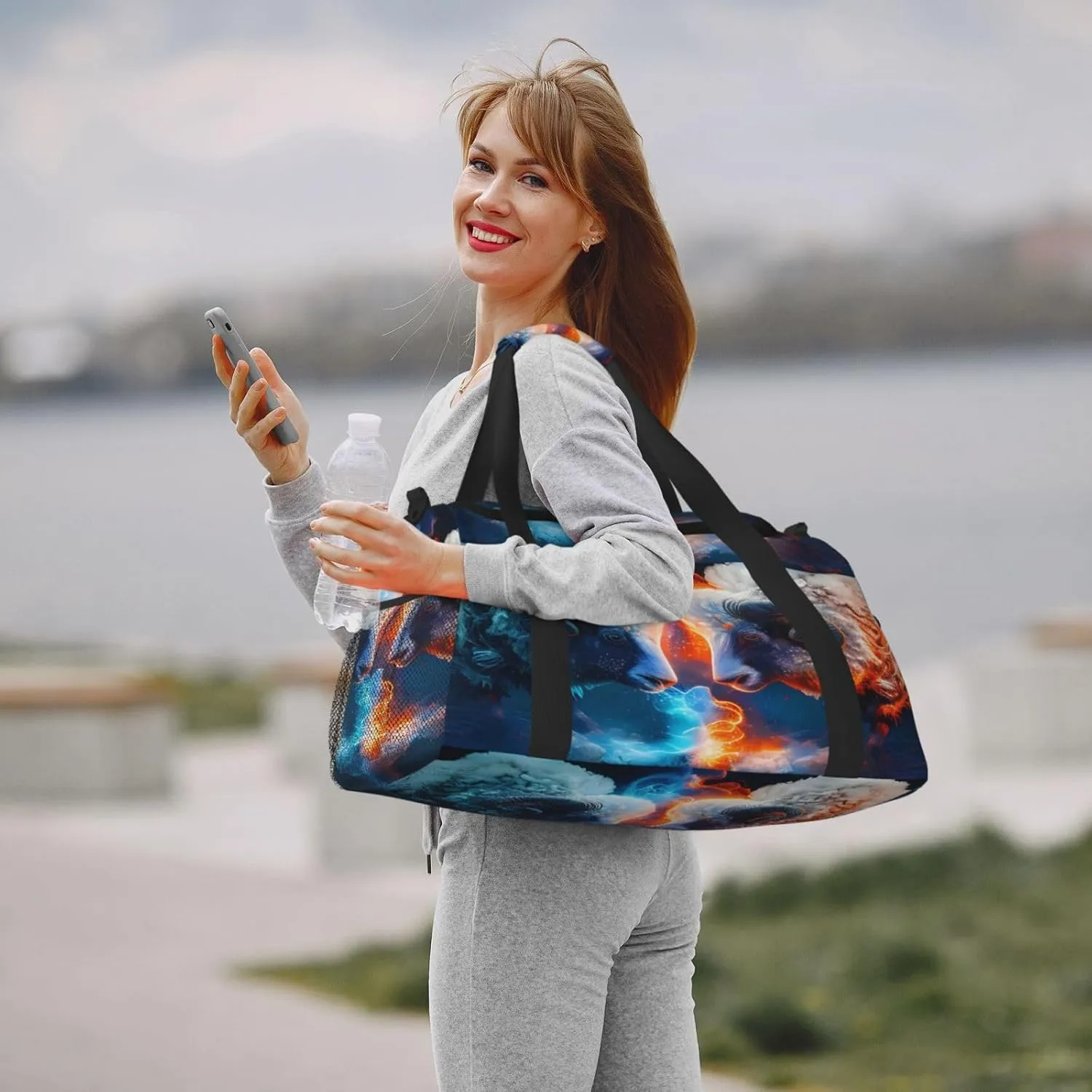 Ice Fire Sheep Travel Duffel Bag Large Foldable Waterproof Overnight Bag For Beach Swim Bags Pool Sports Gym