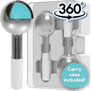 Ice Globes for Facials - 360 Rotating Unbreakable Steel Ice Globes with Carry Case - Professional Esthetician Supplies - Ice Roller for Face and Eyes - Ideal Skincare Tool (White)