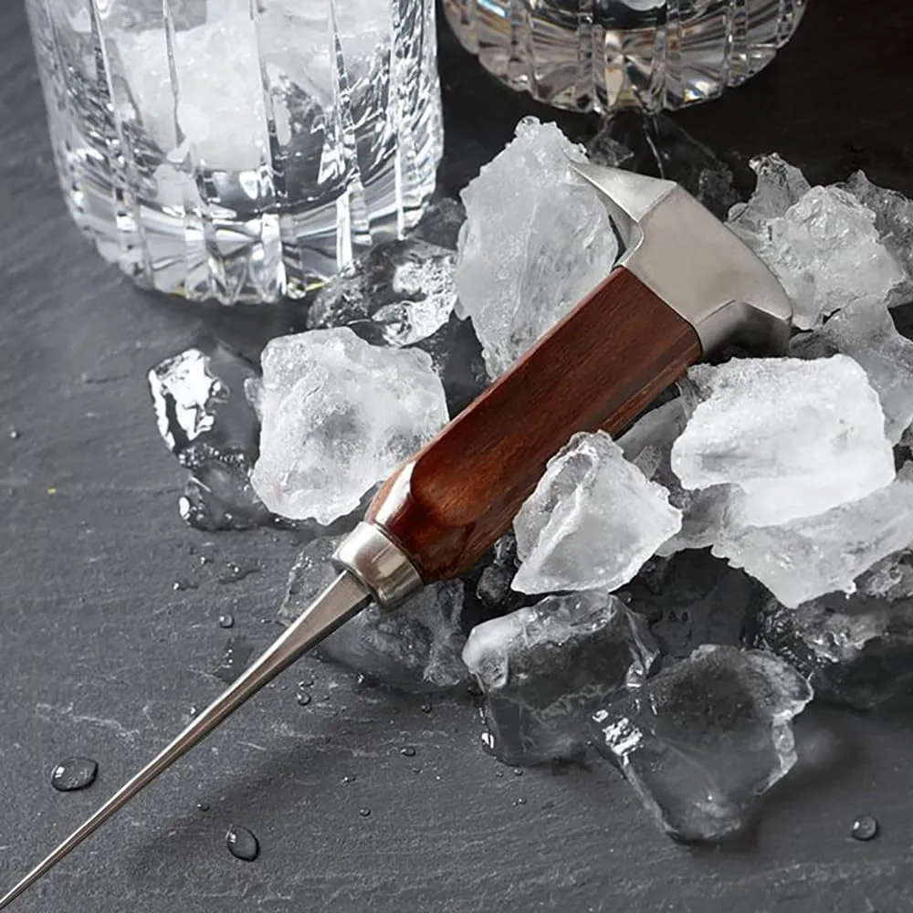 Ice Pick Stainless Steel, Ice Picks for Breaking Ice, Ice Pick with Wood Handle, Ice Picks for Kitchen, Bars, Bartender, Best Ice Carving Tools (long)