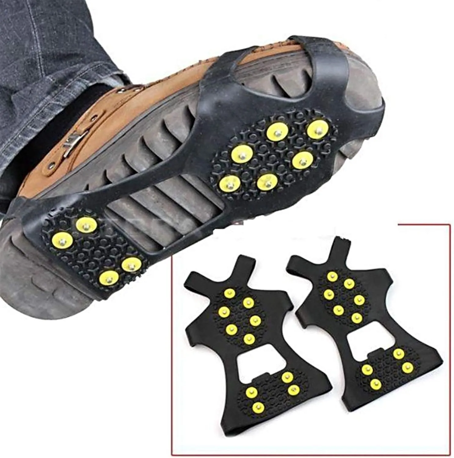 Ice Snow Grips S M L Non Slip Snow Shoe Spikes Winter Anti Slip Grips Cleats Crampons Climbing Outdoor Shoes Cover Crampons Ice Grips for Shoes