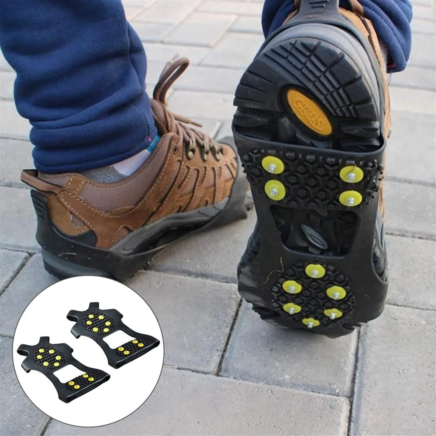 Ice Snow Grips S M L Non Slip Snow Shoe Spikes Winter Anti Slip Grips Cleats Crampons Climbing Outdoor Shoes Cover Crampons Ice Grips for Shoes