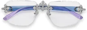 ICE STAR Iced-Out Triple Cross Sunglasses - Diamond-Cut Frameless Shades for Women, Hip-Hop Luxury Eyewear