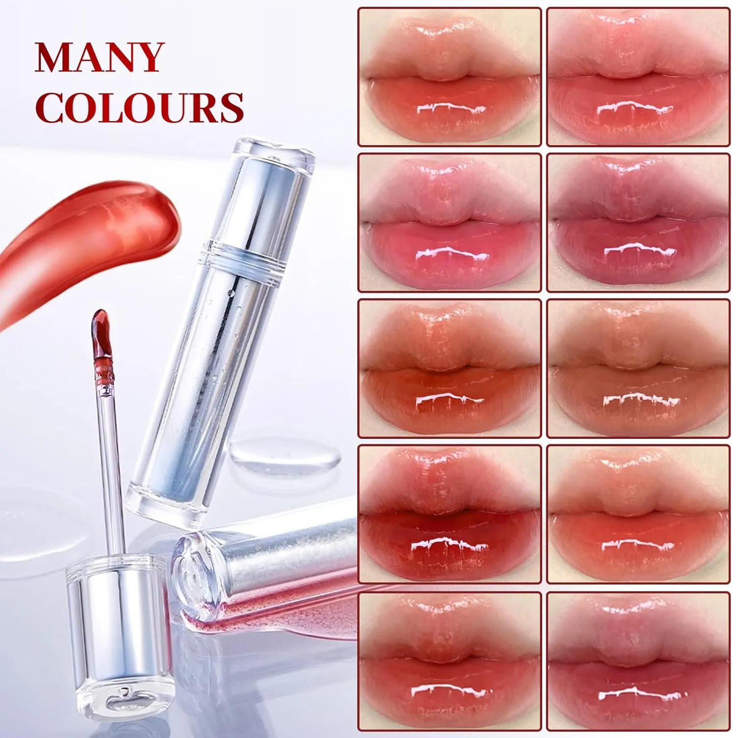 Ice Watery Lip Gloss, 2025 Upgrade Ice Iron Tinted Lip Tint, Moisturizing Jelly Hydrating Lipgloss for Women, Nonstick Tinted Gloss Lip Oil, Transfer Proof Mirror Watery Lip Glaze (#10, One Size)