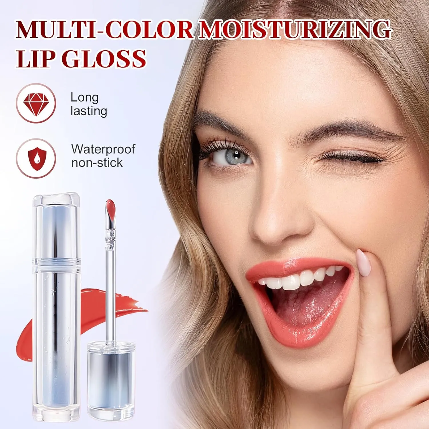 Ice Watery Lip Gloss, 2025 Upgrade Ice Iron Tinted Lip Tint, Moisturizing Jelly Hydrating Lipgloss for Women, Nonstick Tinted Gloss Lip Oil, Transfer Proof Mirror Watery Lip Glaze (#10, One Size)
