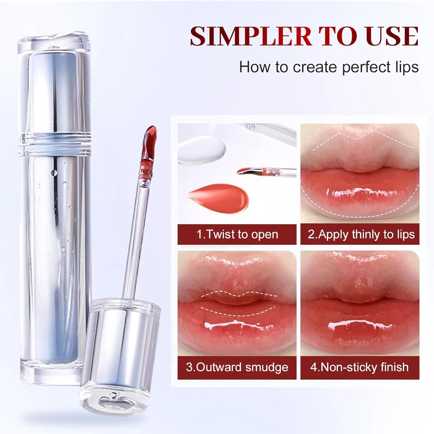 Ice Watery Lip Gloss, 2025 Upgrade Ice Iron Tinted Lip Tint, Moisturizing Jelly Hydrating Lipgloss for Women, Nonstick Tinted Gloss Lip Oil, Transfer Proof Mirror Watery Lip Glaze (#10, One Size)