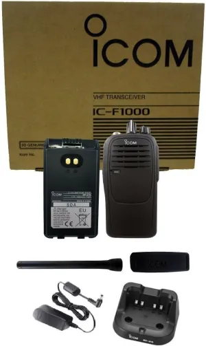Icom IC-F1000 01 5 watt 16 channel VHF 136-174mhz two way radio with Charger Complete Kit
