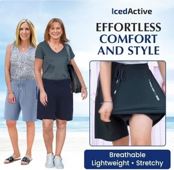 ICY Shorts - Airyflex Iced Active Silk Cooling Stretch Quick Drying Shorts for Senior Women Over 50