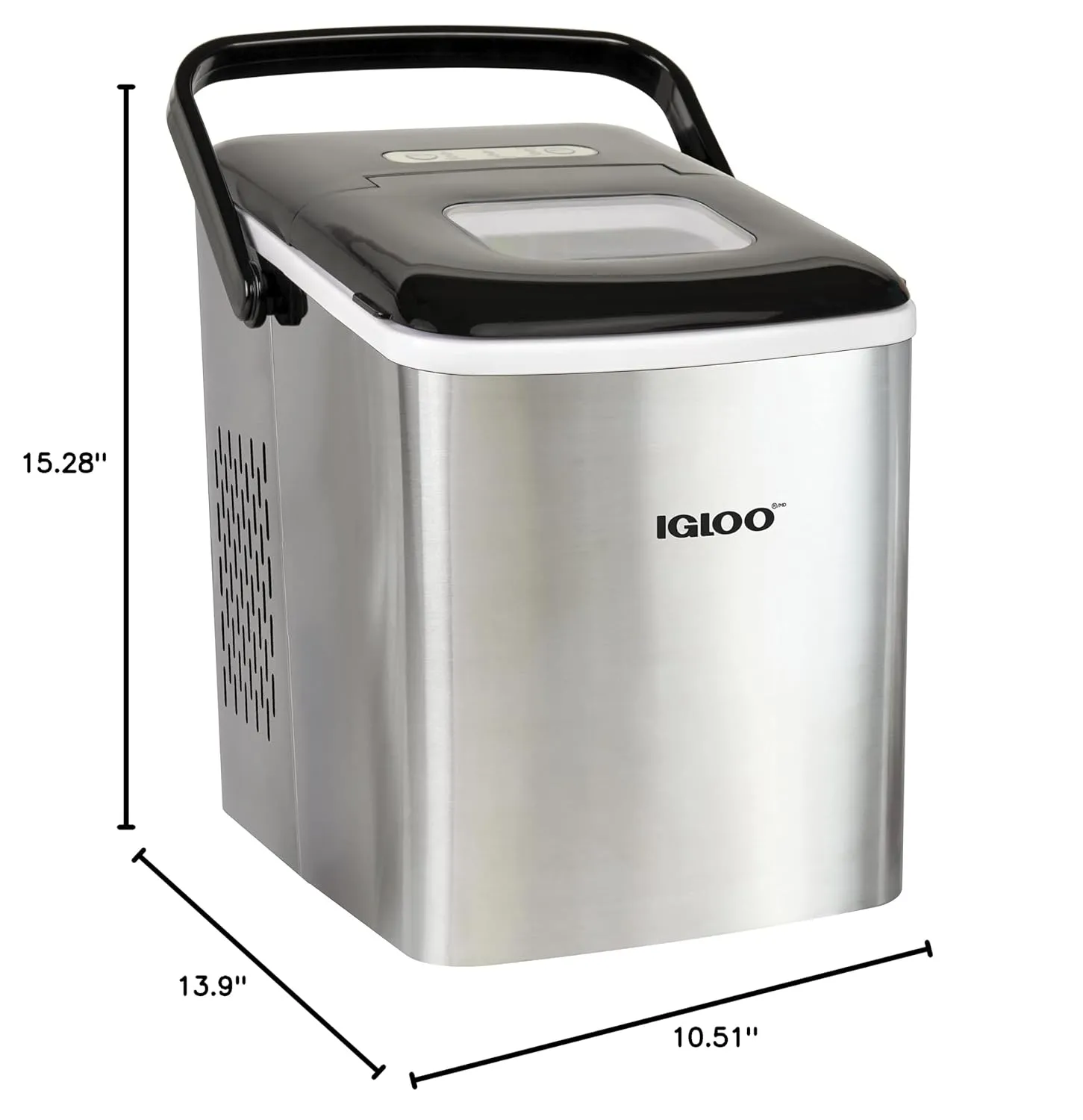 Igloo Automatic Self-Cleaning Portable Electric Countertop Ice Maker Machine with Handle, 26 Pounds in 24 Hours, 9 Ice Cubes Ready in 7 Minutes, with Ice Scoop and Basket, Stainless Steel
