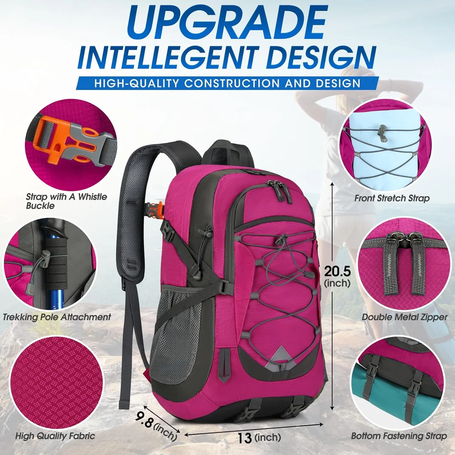 IGOLUMON Hiking Backpack 40L Packable Lightweight Camping Backpack Men Women Waterproof Hiking Daypack Outdoor Travel Daypack