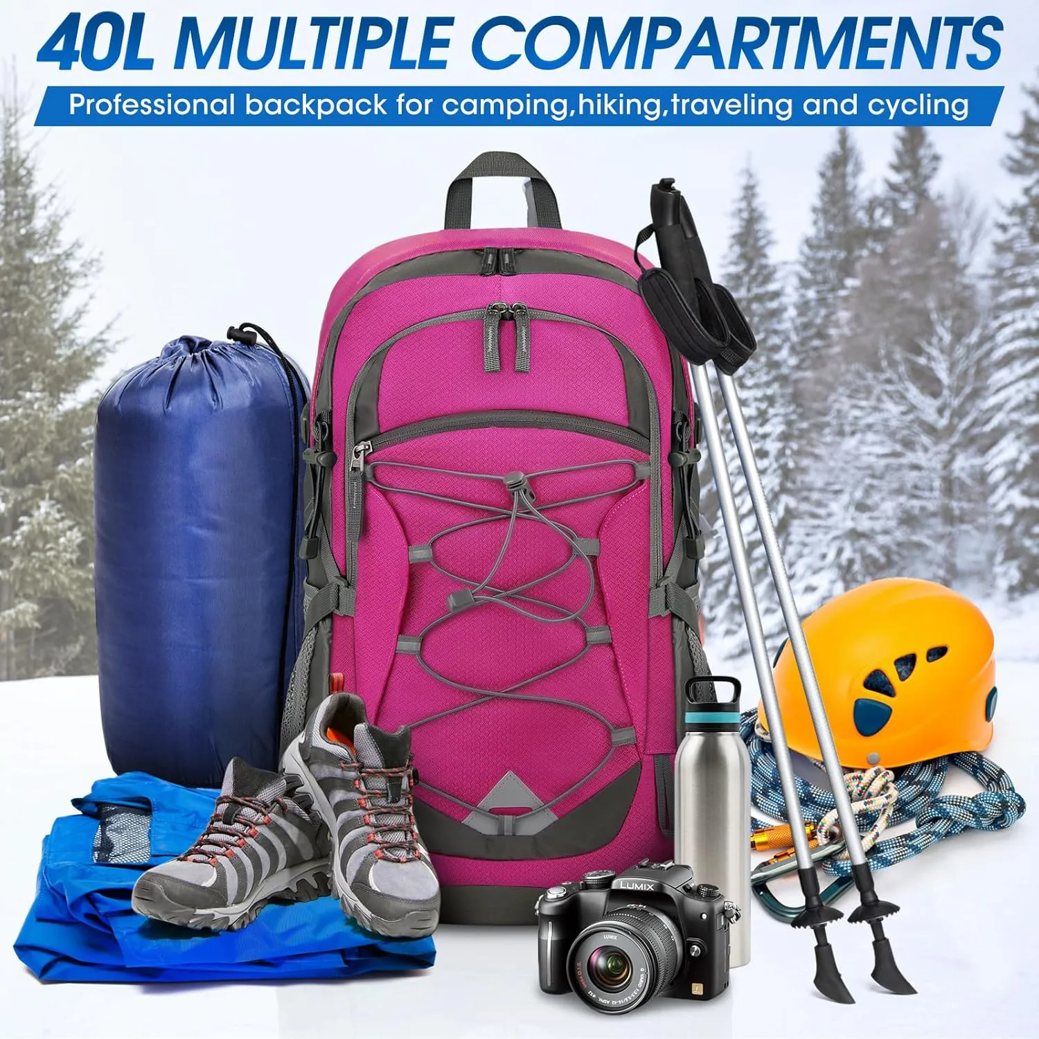 IGOLUMON Hiking Backpack 40L Packable Lightweight Camping Backpack Men Women Waterproof Hiking Daypack Outdoor Travel Daypack