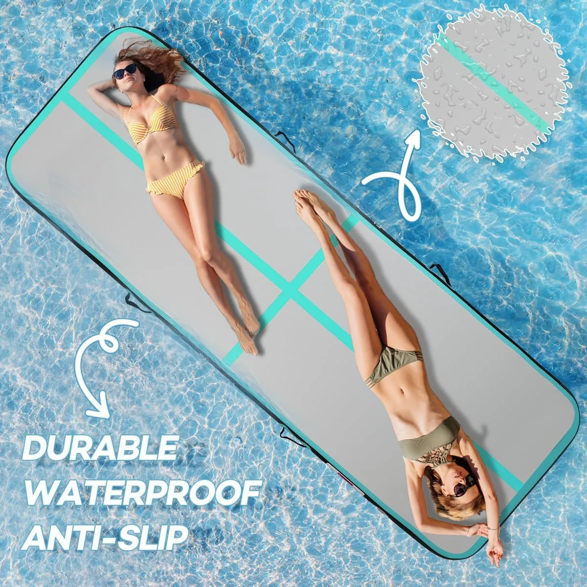 Inflatable Gymnastics Air Tumbling Track Mat 6ft 10ft 13ft 16ft 20ft, Air Tumble Track Mat with Electric Air Pump for Kids Adults Home Outdoor Training Cheerleader Yoga Water Park
