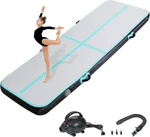 Inflatable Gymnastics Air Tumbling Track Mat 6ft 10ft 13ft 16ft 20ft, Air Tumble Track Mat with Electric Air Pump for Kids Adults Home Outdoor Training Cheerleader Yoga Water Park