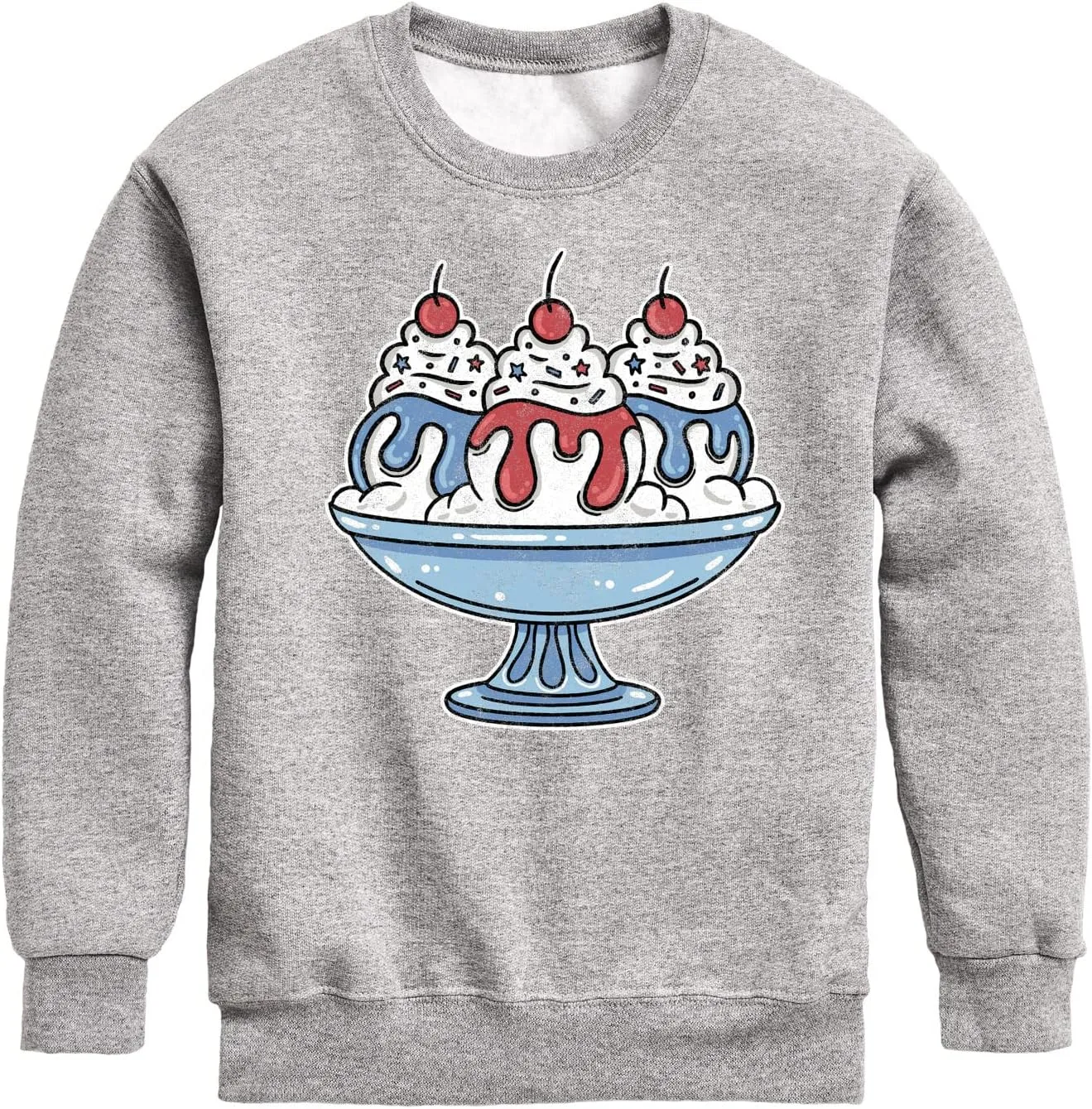 Instant Message - Americana - Red, White, & Blue Ice Cream Sundae - Toddler & Youth Crewneck Fleece Sweatshirt