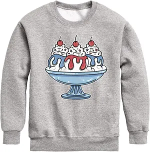 Instant Message - Americana - Red, White, & Blue Ice Cream Sundae - Toddler & Youth Crewneck Fleece Sweatshirt