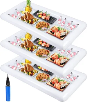 jollylife 3PCS Inflatable Cooler Serving Bars Pool Party Blow Up Coolers Food Holder Ice Tray BBQs, Picnics,Buffets Indoor Outdoor Supplies with Drain Plug Hand Pump