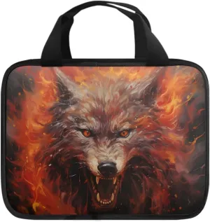 JooMeryer Men Women Novelty 3D Animal Printed Large Capacity Waterproof Bible Bag Bible Cover Case,Anger Fire Wolf