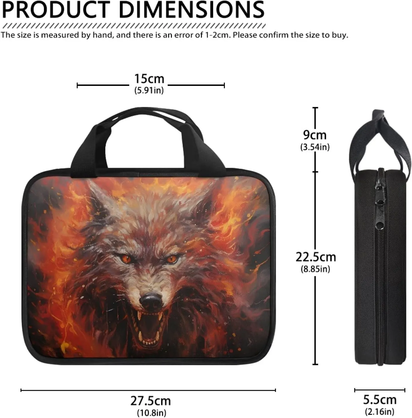 JooMeryer Men Women Novelty 3D Animal Printed Large Capacity Waterproof Bible Bag Bible Cover Case,Anger Fire Wolf