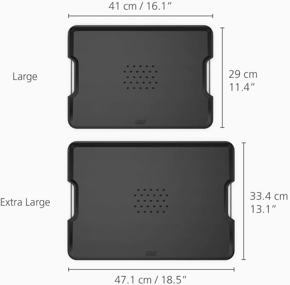 Joseph Joseph Cut&Carve Plus - Non-Slip, Multi-Function, Double-Sided Cutting Board for Food Preparation and Carving- Dishwasher Safe, Large – Black