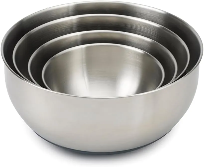 Joseph Joseph Prep&Store- Stainless Steel Mixing Nest Bowls with Lids, 8 piece Metal Bowl food Storage Set, Stainless Steel