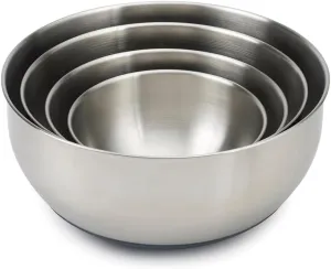 Joseph Joseph Prep&Store- Stainless Steel Mixing Nest Bowls with Lids, 8 piece Metal Bowl food Storage Set, Stainless Steel