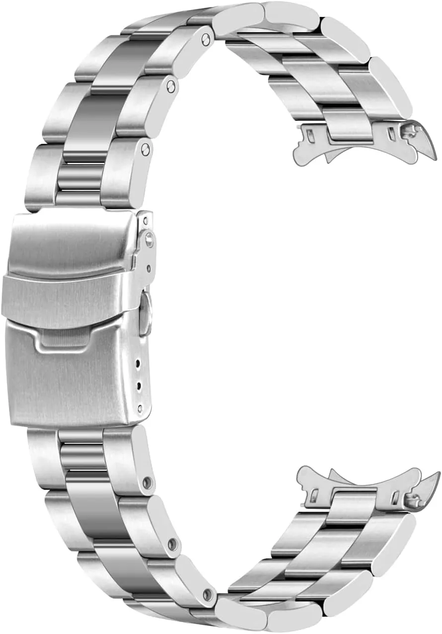 Juntan Stainless Steel Curved Solid End Tapered Watch Band, 18mm 20mm 21mm 22mm Watch Bands Metal Watch Strap Bracelet Deployment Double FlipLock Buckle Silver Black Silver Gold