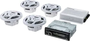JVC Marine Boat Yacht Radio Stereo CD Player Receiver Bundle Combo 6.5" 2-Way Coaxial Speakers