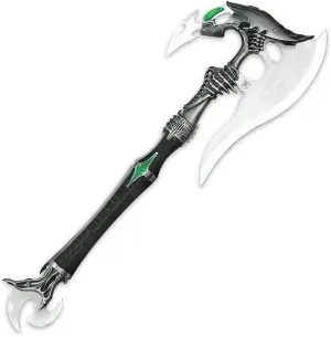 K EXCLUSIVE Alien Predator Fantasy Battle Axe - Stainless Steel Curved Blade, ABS Handle, Aluminum Accents, Includes Matching Dagger, Futuristic Design for Your Fantasy Set - Length 20 1/2"