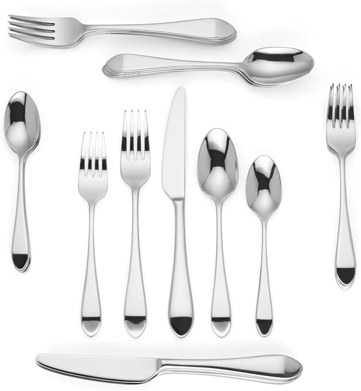 Kate Spade New York Charlotte Street 20-Piece Flatware Set, 4.30 LB, Metallic