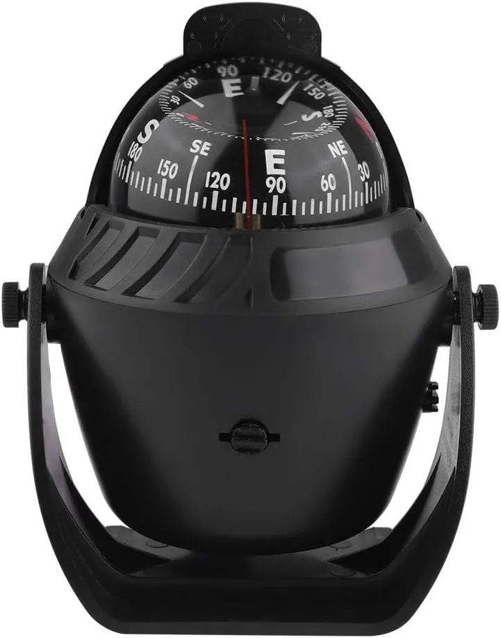 Keenso Car Compass,Boat Compass Portable Dash Mount Compass Ball with Magnetic Declination Adjustment for Outdoor Riding Hiking