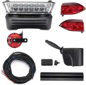 KEMIMOTO Deluxe Precedent Light Kit Compatible with Club Car Precedent 2004-Up, Upgrade 12V Street Legal LED Headlights, Taillights with Turn Signals Hazard Light Switch, Horn, Brake
