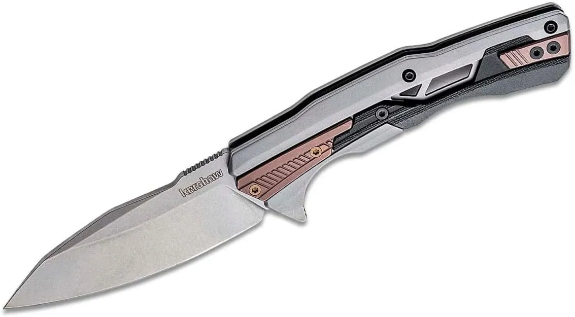 Kershaw Endgame Pocket Knife, 3.25" D2 Carbon Steel Spear Point Blade, Manual Flipper Opening, Frame Lock, Reversible Deep-Carry Pocketclip