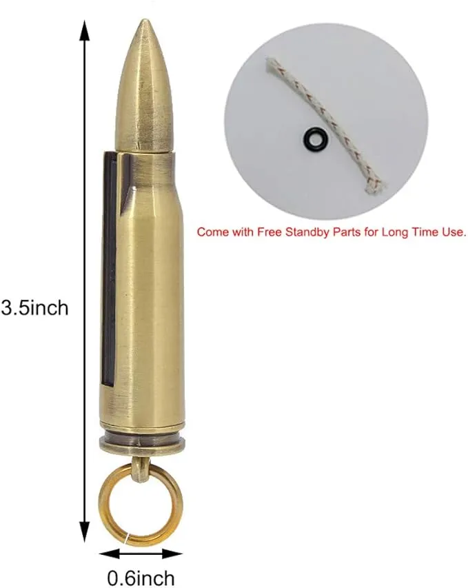 Keychain Matchstick Fire Starters, Waterproof Permanent Metal Match with Flint Matchstick, Portable Kerosene Refillable Lighter for Emergency Survival Gear