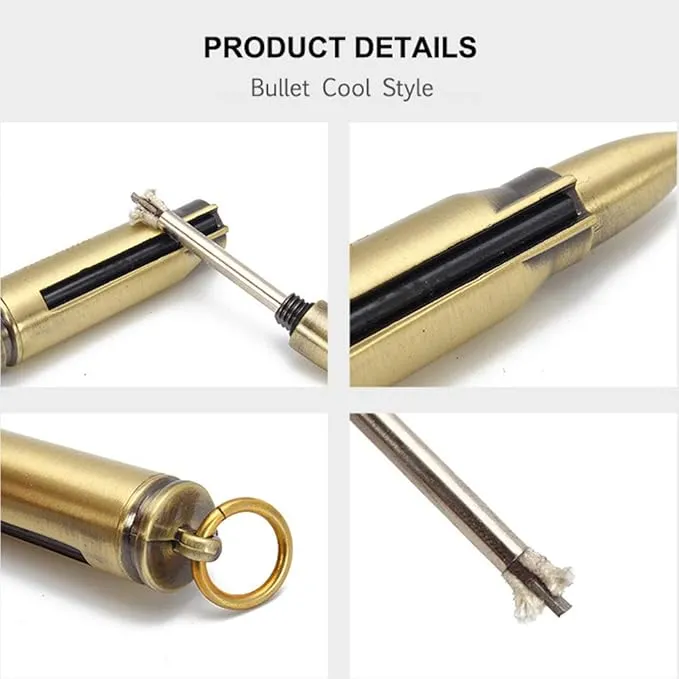 Keychain Matchstick Fire Starters, Waterproof Permanent Metal Match with Flint Matchstick, Portable Kerosene Refillable Lighter for Emergency Survival Gear