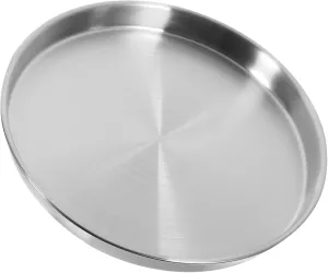 KICHOUSE Stainless Steel Round Salad Plate Versatile Metal Dinner Dish for Camping Parties Restaurants Stylish Design Easy to Clean for Grilled Meats Salads