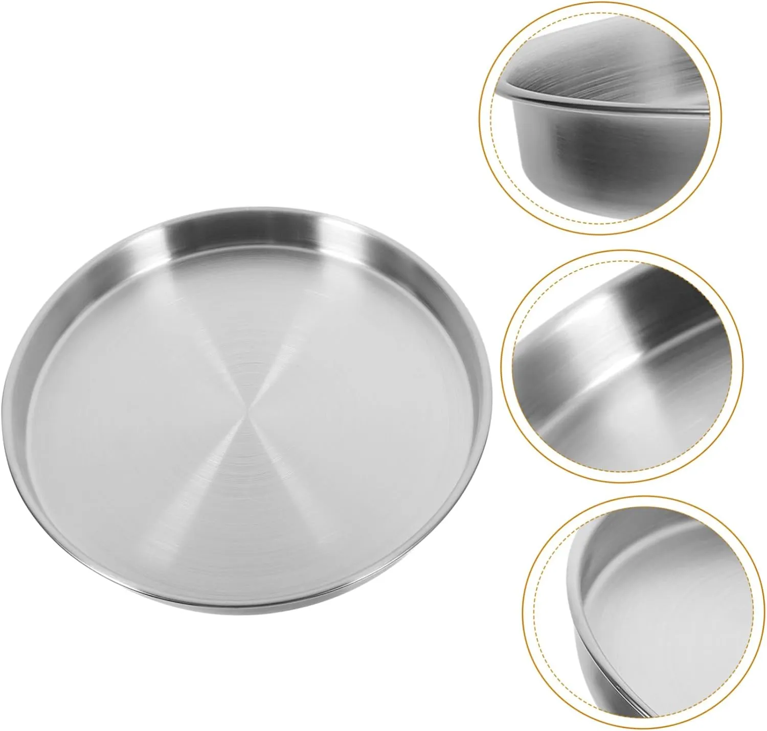 KICHOUSE Stainless Steel Round Salad Plate Versatile Metal Dinner Dish for Camping Parties Restaurants Stylish Design Easy to Clean for Grilled Meats Salads