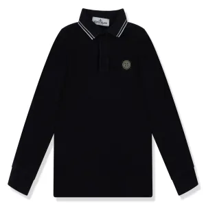 Kids Preloved - Stone Island Junior Logo Compass Patch Navy Polo Shirt