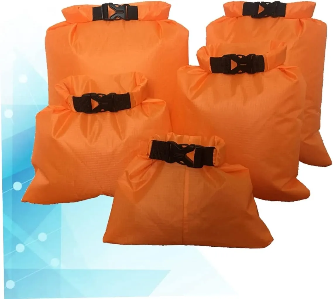 Kisangel 5 Piece Waterproof Rafting Bag Set Multifunctional Dry Storage Pouch for Kayaking Camping Boating 1.5l 2.5l 3.5l 4.5l 6l