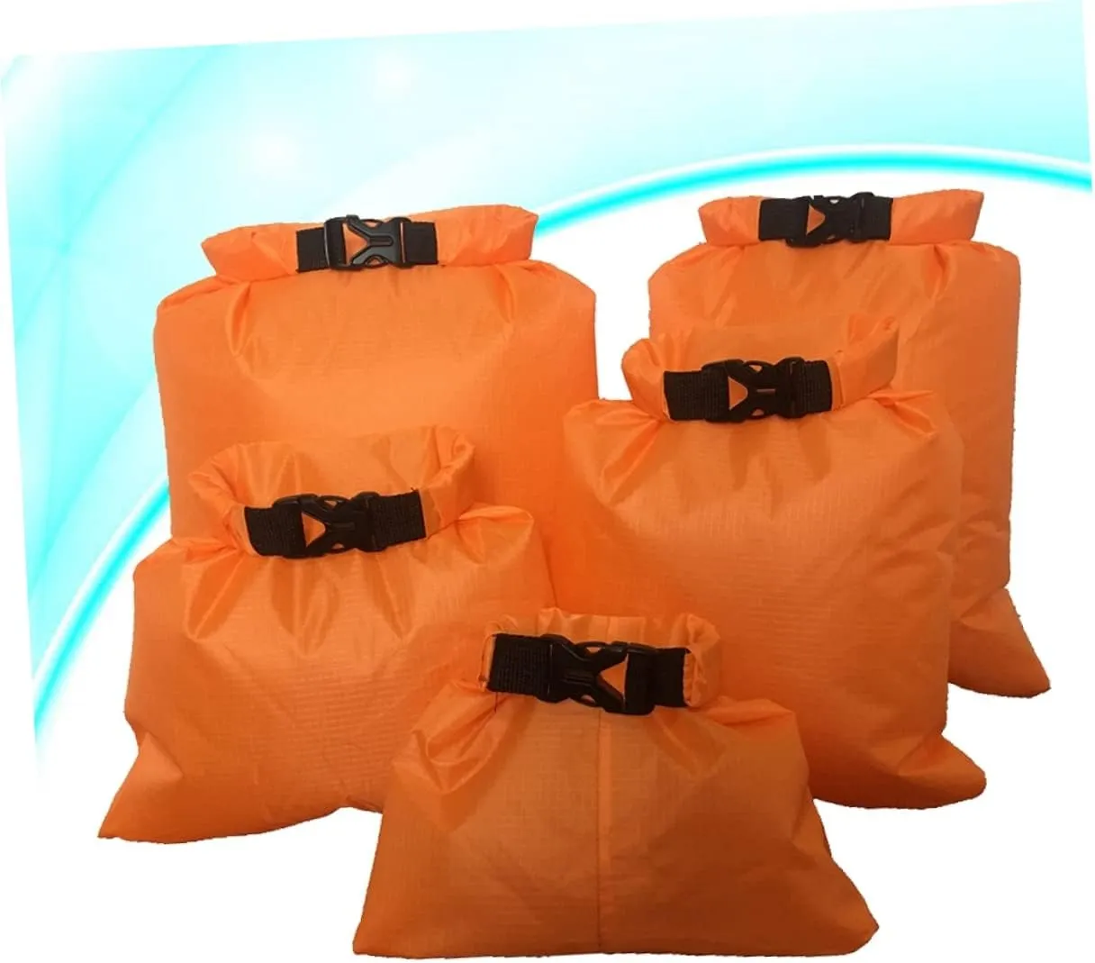 Kisangel 5 Piece Waterproof Rafting Bag Set Multifunctional Dry Storage Pouch for Kayaking Camping Boating 1.5l 2.5l 3.5l 4.5l 6l