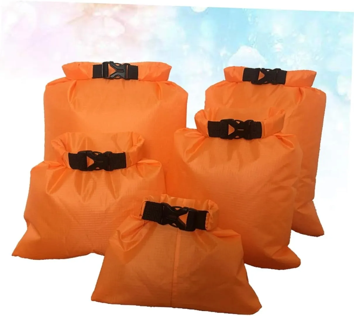 Kisangel 5 Piece Waterproof Rafting Bag Set Multifunctional Dry Storage Pouch for Kayaking Camping Boating 1.5l 2.5l 3.5l 4.5l 6l