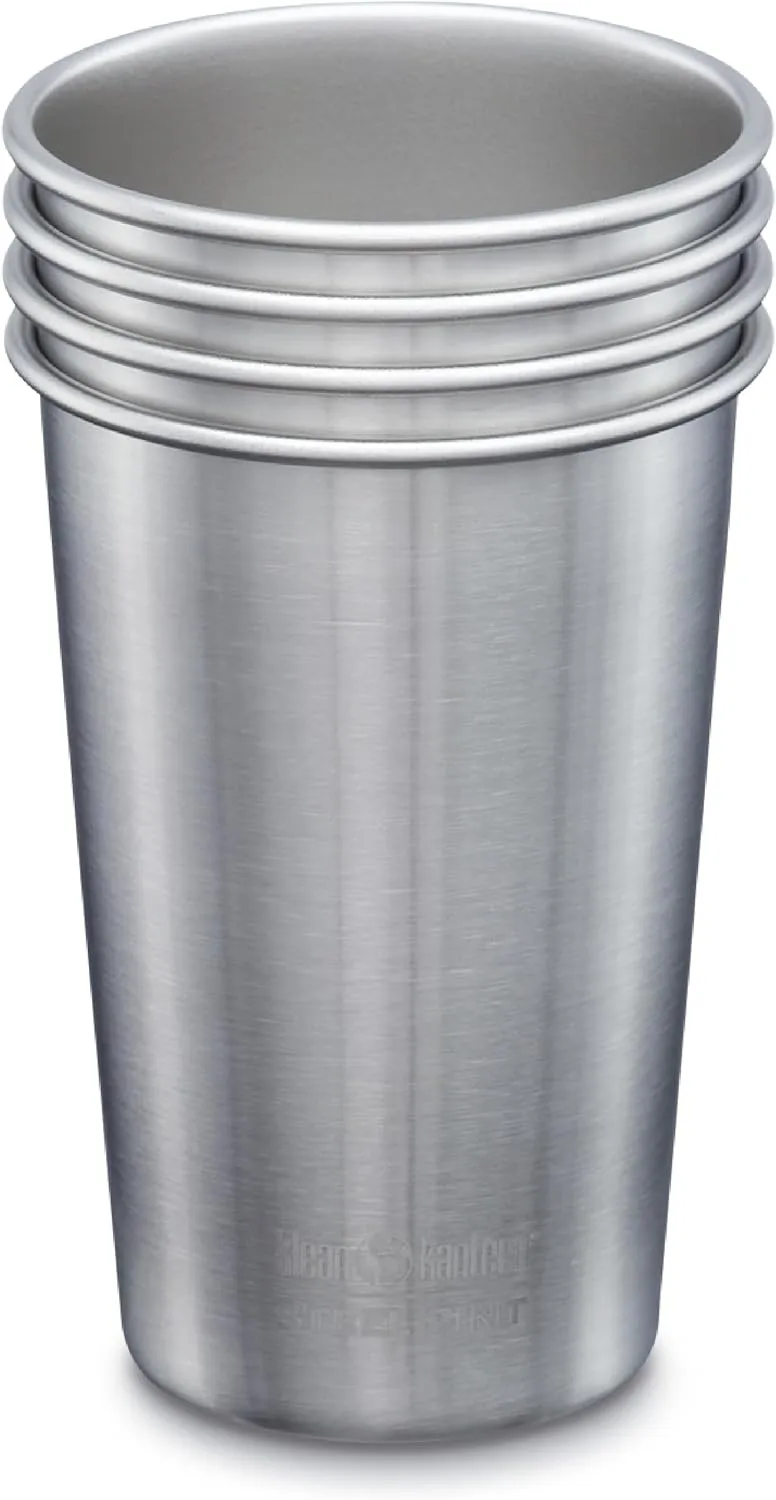 Klean Kanteen Single Wall Stainless Steel Cups, Pint Glasses 4 Pack in 16oz