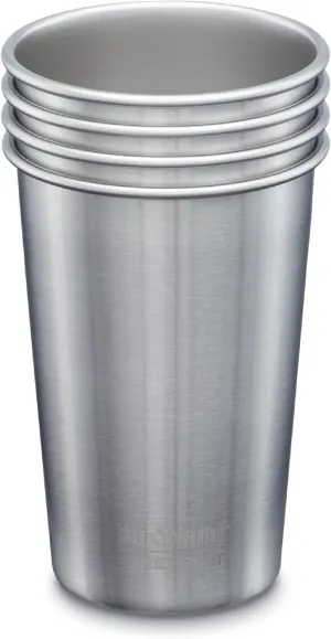 Klean Kanteen Single Wall Stainless Steel Cups, Pint Glasses 4 Pack in 16oz