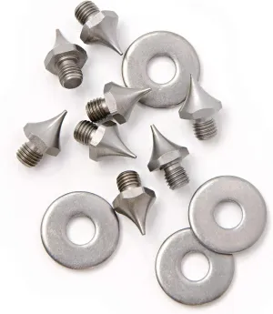 Korkers Threaded Steel Sharp Spikes with Washers, 7mm - 40 Pack (Triple Threat)