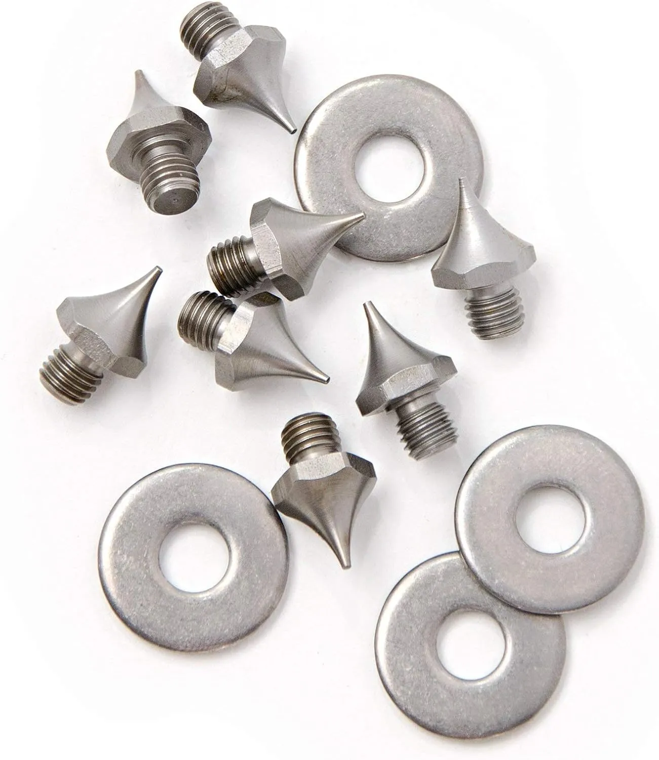 Korkers Threaded Steel Sharp Spikes with Washers, 7mm - 40 Pack (Triple Threat)