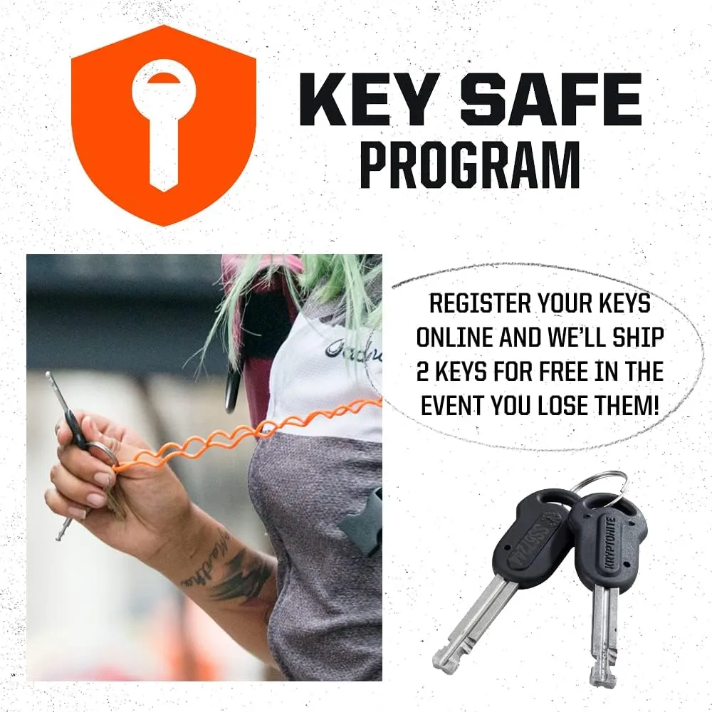 Kryptonite KryptoFlex Bike Lock Cable, 2FT/6FT/10FT Long 12mm Thick Heavy Duty Braided Steel Cable Anti-Theft Security Lock for Outdoor Equipment, Combination/Key Bike Lock