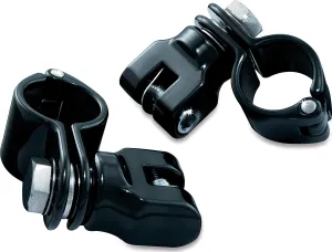 Kuryakyn 7572 Motorcycle Foot Control Component: Peg Mounts with Magnum Quick Clamps for 1-1/4" Engine Guards or Tubing, Gloss Black, 1 Pair