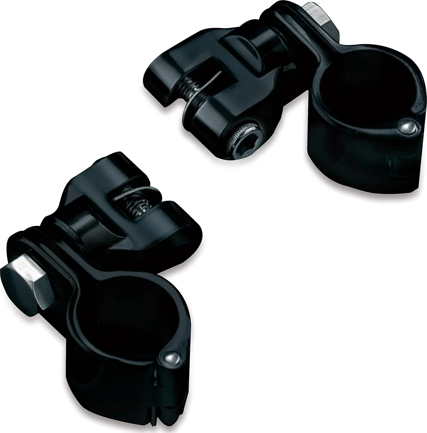 Kuryakyn 7572 Motorcycle Foot Control Component: Peg Mounts with Magnum Quick Clamps for 1-1/4" Engine Guards or Tubing, Gloss Black, 1 Pair