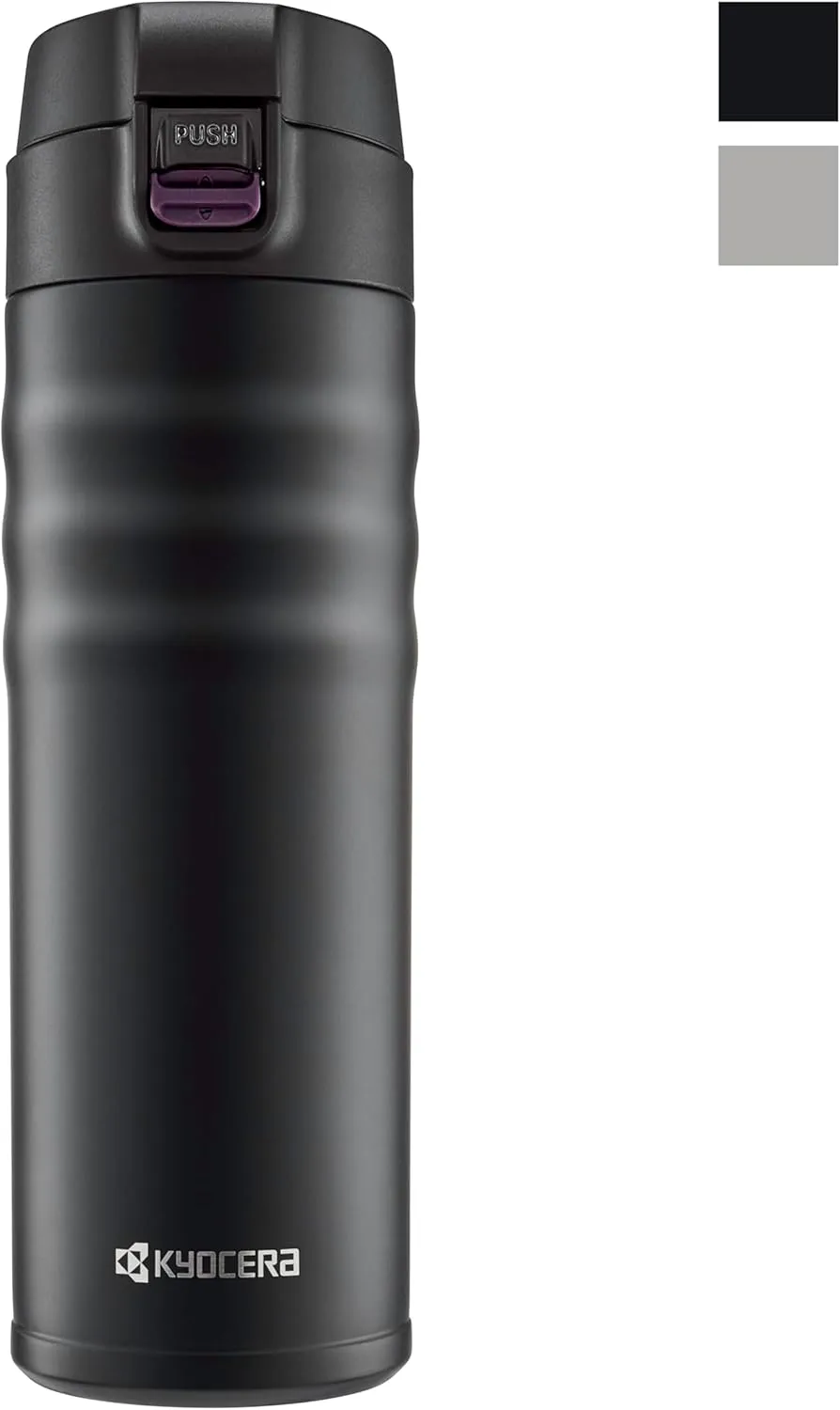 Kyocera 17oz. Ceramic Coated Interior, Double Wall Vacuum Insulated, Stainless Steel Travel Mug-Matt Black