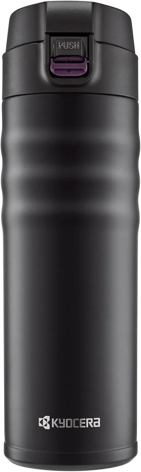 Kyocera 17oz. Ceramic Coated Interior, Double Wall Vacuum Insulated, Stainless Steel Travel Mug-Matt Black