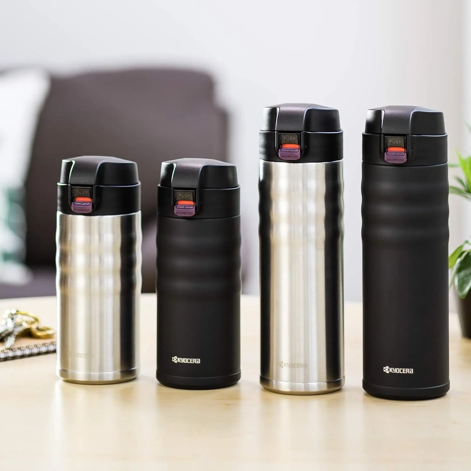 Kyocera 17oz. Ceramic Coated Interior, Double Wall Vacuum Insulated, Stainless Steel Travel Mug-Stainless Steel