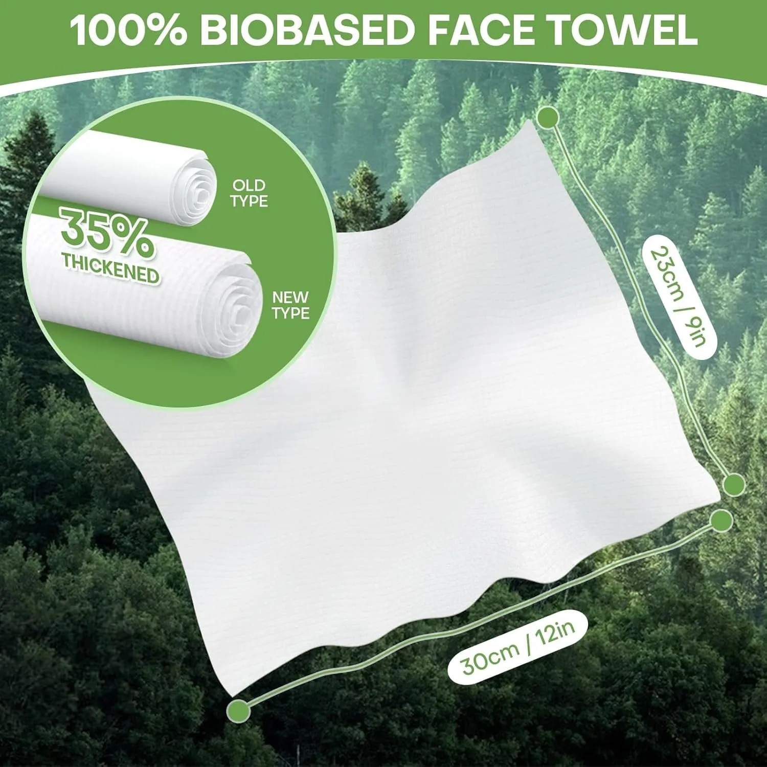 Large Compressed Disposable Face Towel, Thicken Washcloth Compact Portable Cotton Wipes Tablets, Facial Cleansing Cloths Towelettes for Travel Camping Hiking Outdoor Beauty Salon(50PCS Green)